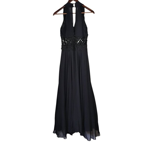 Vtg Cache Dress Womens 6/8 Black Evening Cutout Prom Formal Wedding Whimsigoth - Picture 6 of 16
